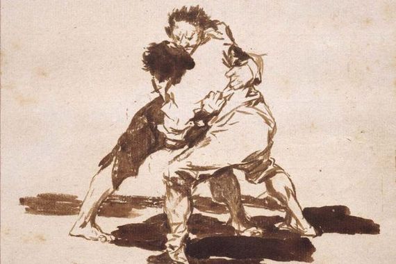 Франсиско Гойя и Люсьентес, Двое мужчин, Сражение, 1812-20 (Предоставлено)